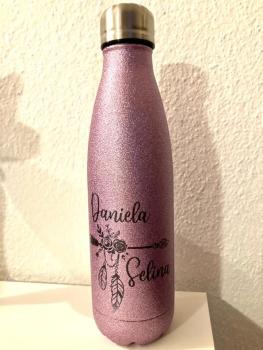 Edelstahlflasche Glitter pink