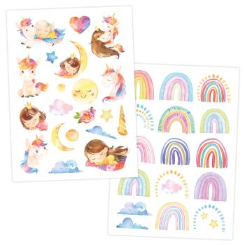 Preview: 100 Kindertattoos gemischt mit Einhörner, Meerjungfrau und Regenbögen